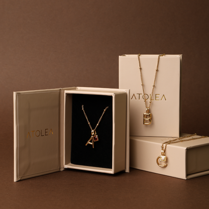 Initial & Birthstone Charm Necklace
