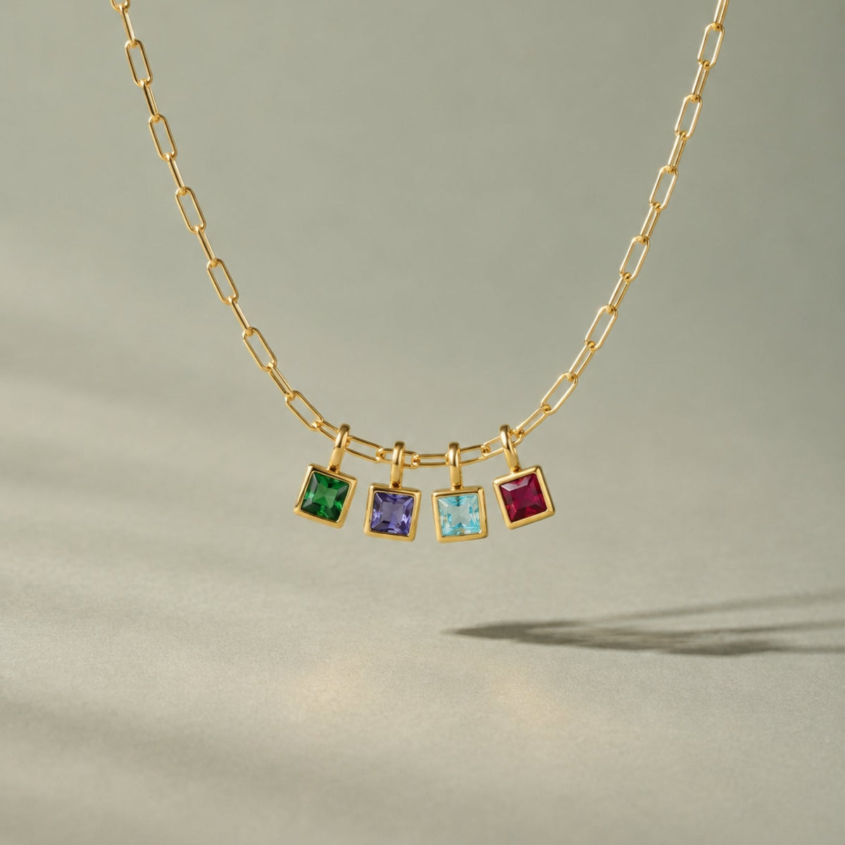 Paperclip Birthstone Necklace