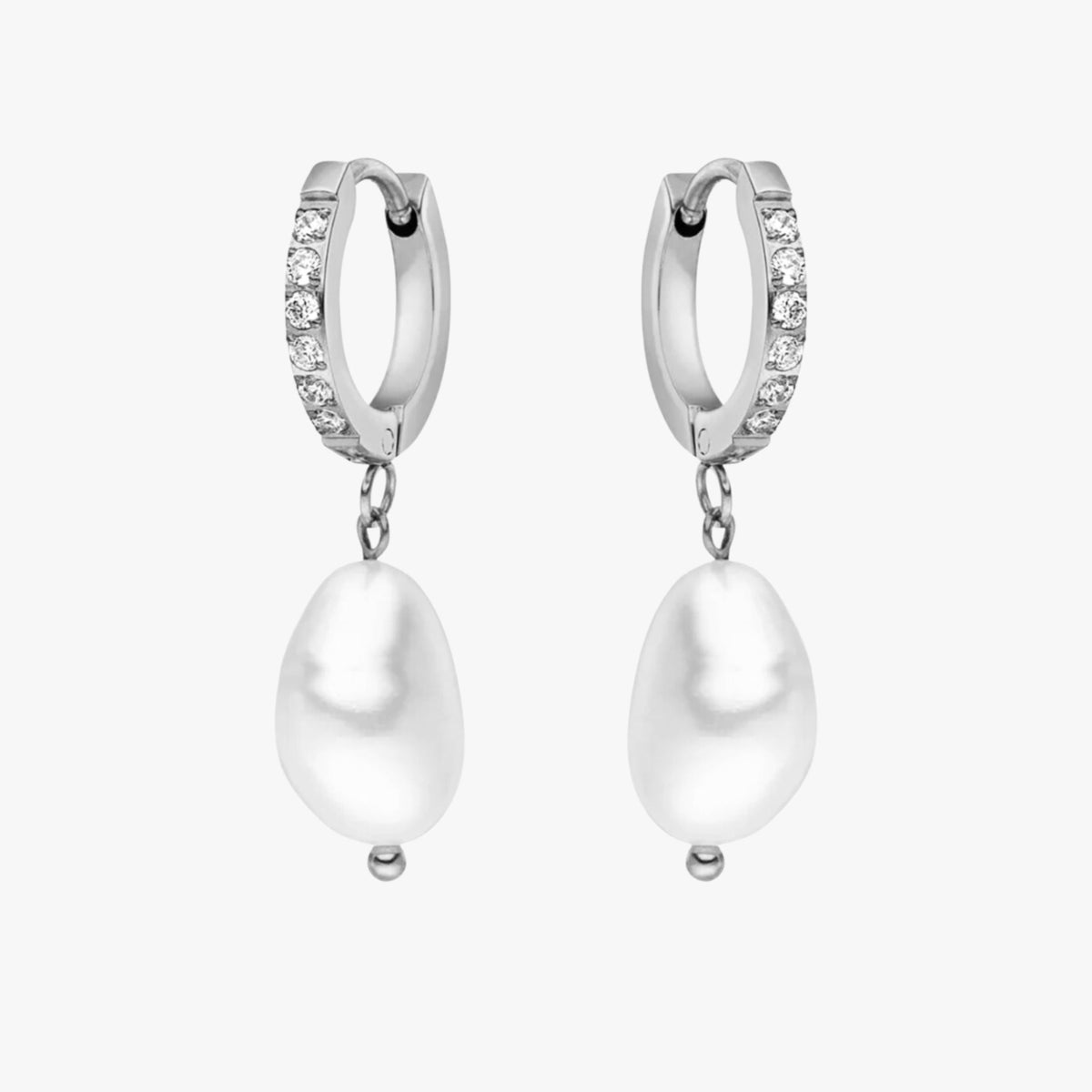 Pendientes de aro con perlas de agua dulce